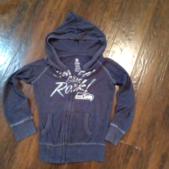 Seahawks Lightweight Hooded Zip Up Girls Size 6-6x - Picture 1 of 3